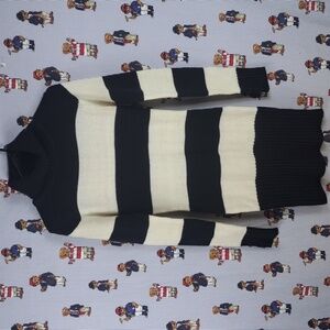 Seductions chunky stripe black & white fitted knit turtle neck Med sweater dress